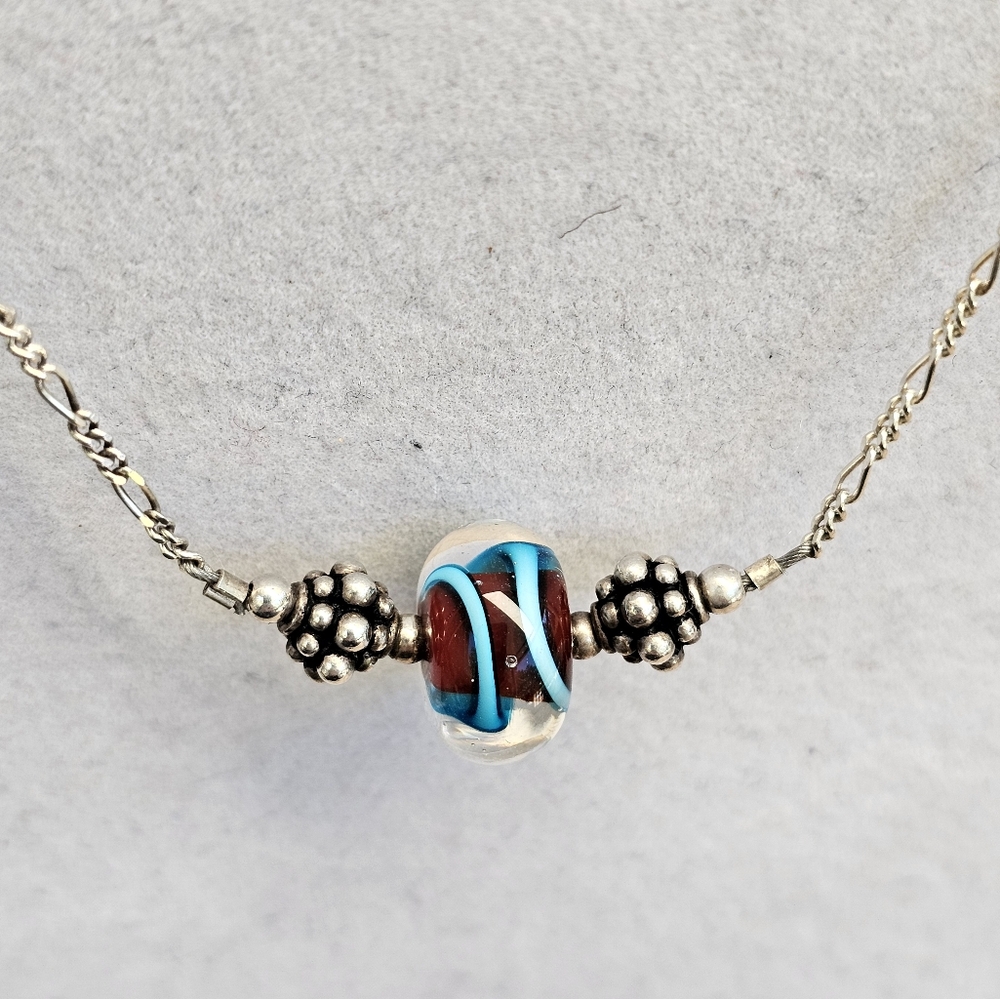 SET! Blown Glass Necklace with 925 Silver Cuff and 925 Ring Size 7 - Picture 13 of 16